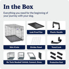 MidWest Homes for Pets 30-Inch iCrate for Medium Breeds, 21-40 lbs, Single Door Folding Dog Crate with Divider Panel, Leak-Proof Tray & Secure Latch, Portable, Durable & Easy to Assemble Gronata