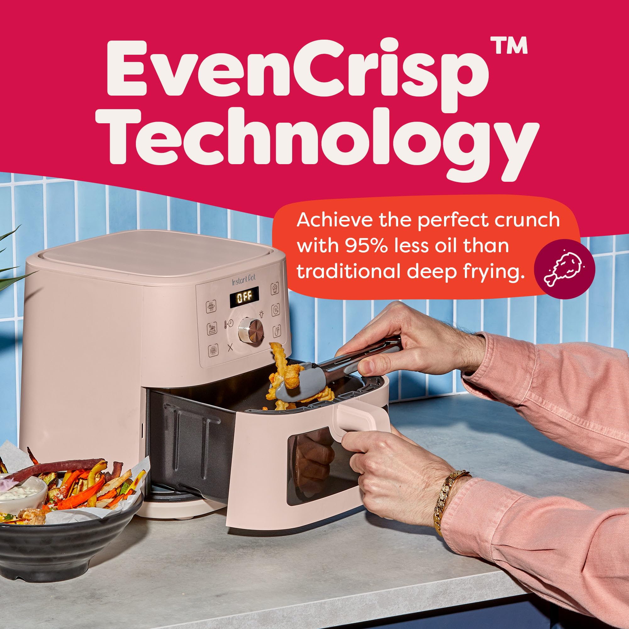Instant Pot 6QT VORTEX Plus Air Fryer, 6-in-1, Air Fry, Broil, Dehydrate, Crisp, Roast, Reheat, Bake, Dishwasher-Safe Airfryer basket, from the Makers of Instant Pot, Stainless Steel Gronata