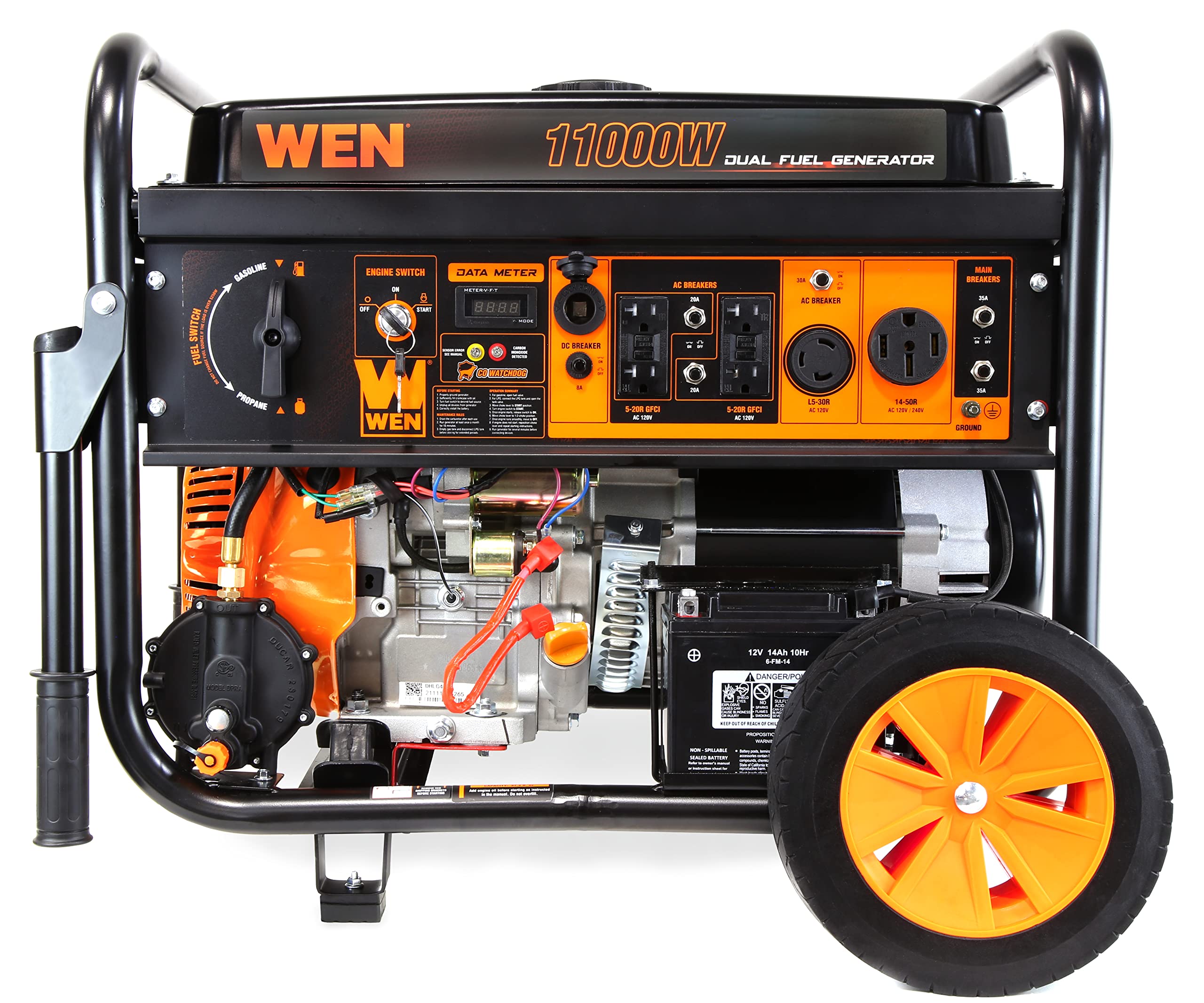 WEN 11,000-Watt 120V/240V Dual Fuel Portable Generator with Wheel Kit and Electric Start (DF1100T) Gronata