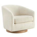 CHITA Swivel Accent Chair, Fully Assembled Fabric Barrel Armchair with FSC Certified Upholstered for Living Room, Bedroom and Office, Cream Gronata