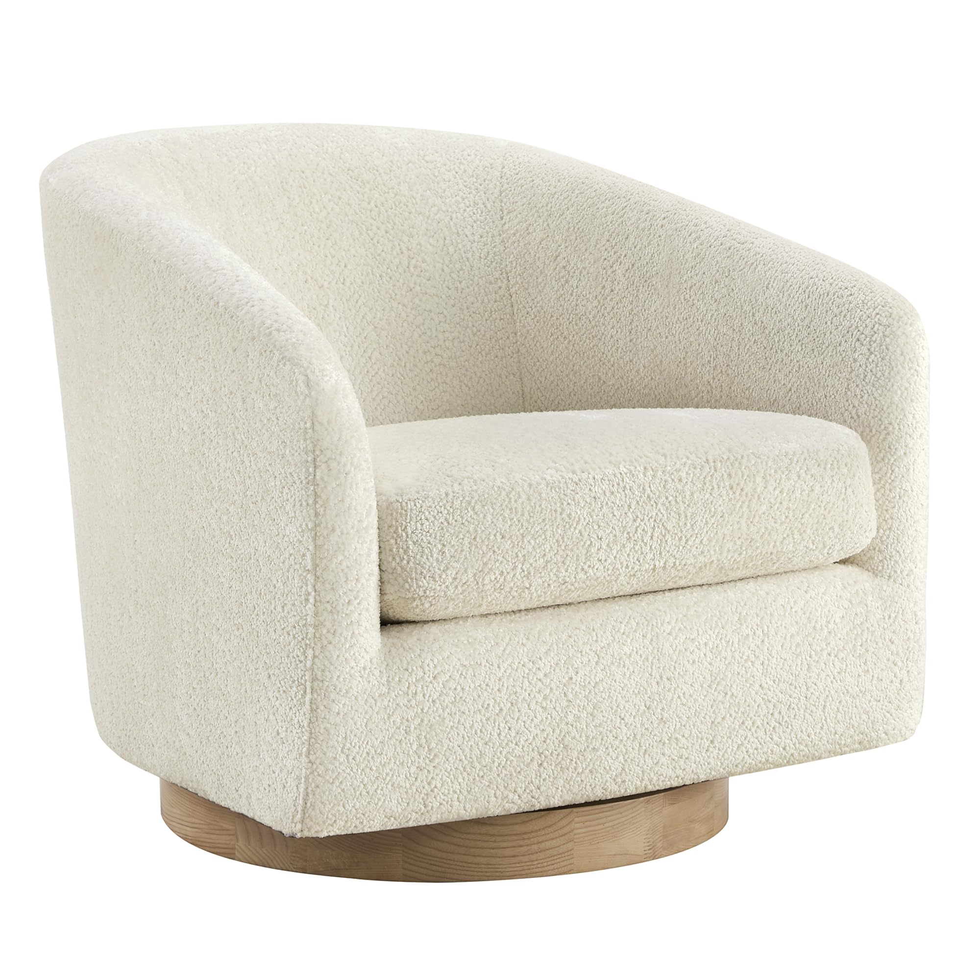 CHITA Swivel Accent Chair, Fully Assembled Fabric Barrel Armchair with FSC Certified Upholstered for Living Room, Bedroom and Office, Cream Gronata