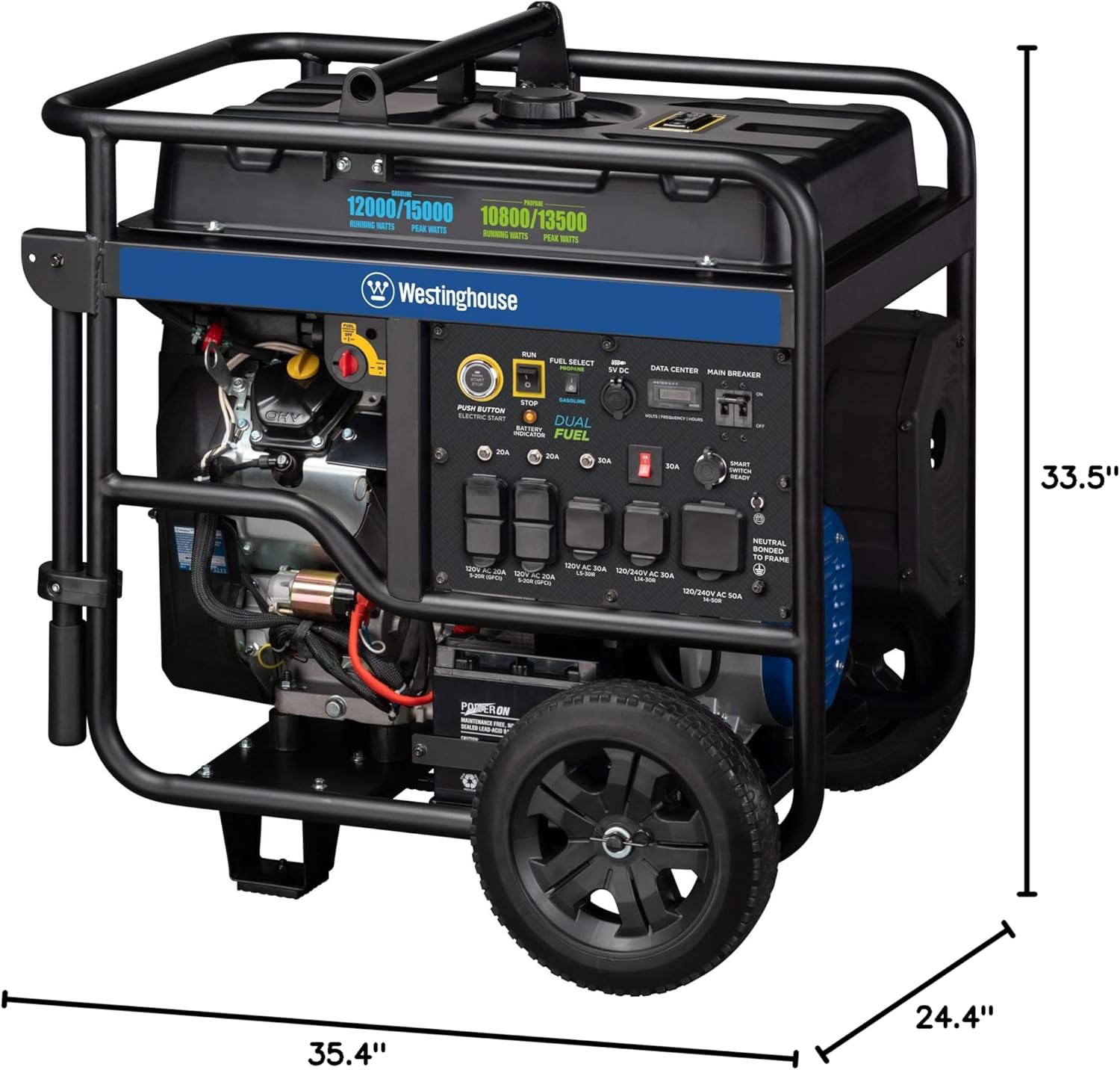 Westinghouse 18000 Peak Watt Dual Fuel Home Backup Portable Generator, Remote Electric Start, Transfer Switch Ready, Gas and Propane Powered Gronata