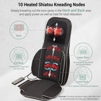 Mynt FSA Eligible HSA Approved Shiatsu Neck and Back Massager for Chair with 10 Deep Kneading Nodes, 2D & 3D Back Massage with Heat, Portable Spot Massage Chair Pad (Black) Gronata