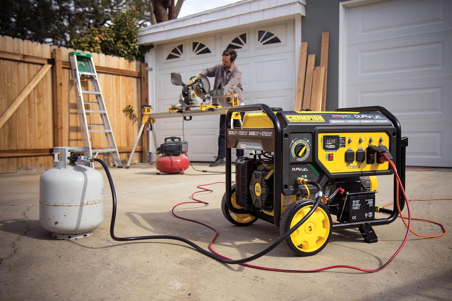 Champion Power Equipment 9375-Watt Dual Fuel Portable Generator with Electric Start and Free 3-Year Warranty Gronata