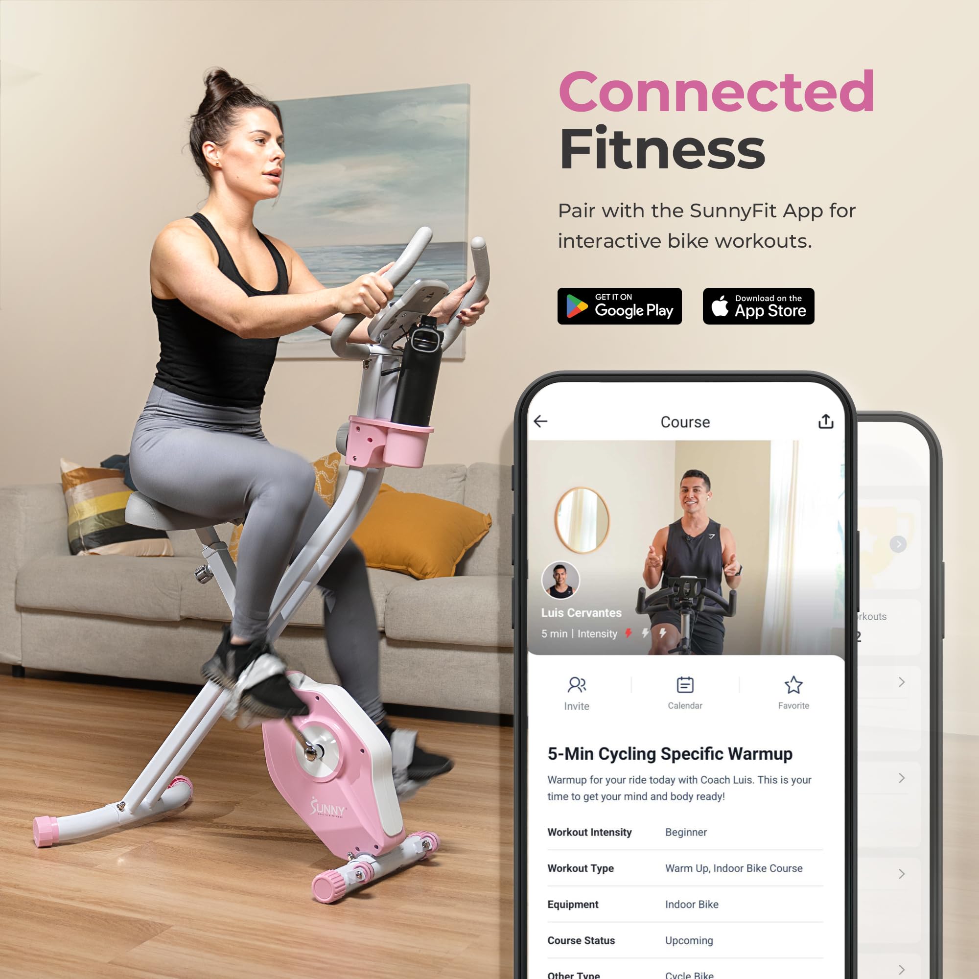 Sunny Health & Fitness Foldable Magnetic Stationary Exercise X-Bike Pro, 300 LB Capacity, Low-Impact, 14-Level Resistance, Ergonomic Support, SunnyFit App Enhanced Connectivity - SF-B223012 Gronata
