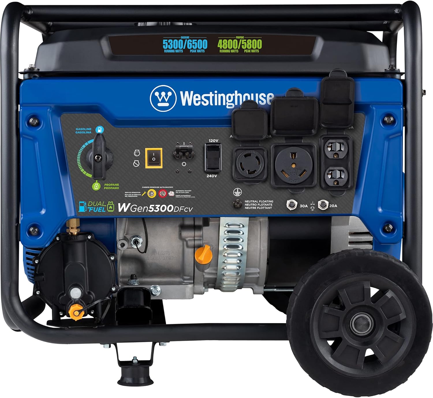Westinghouse 6500 Watt Dual Fuel Home Backup Portable Generator, Transfer Switch Ready 30A Outlet, RV Ready 30A Outlet, CO Sensor Gronata