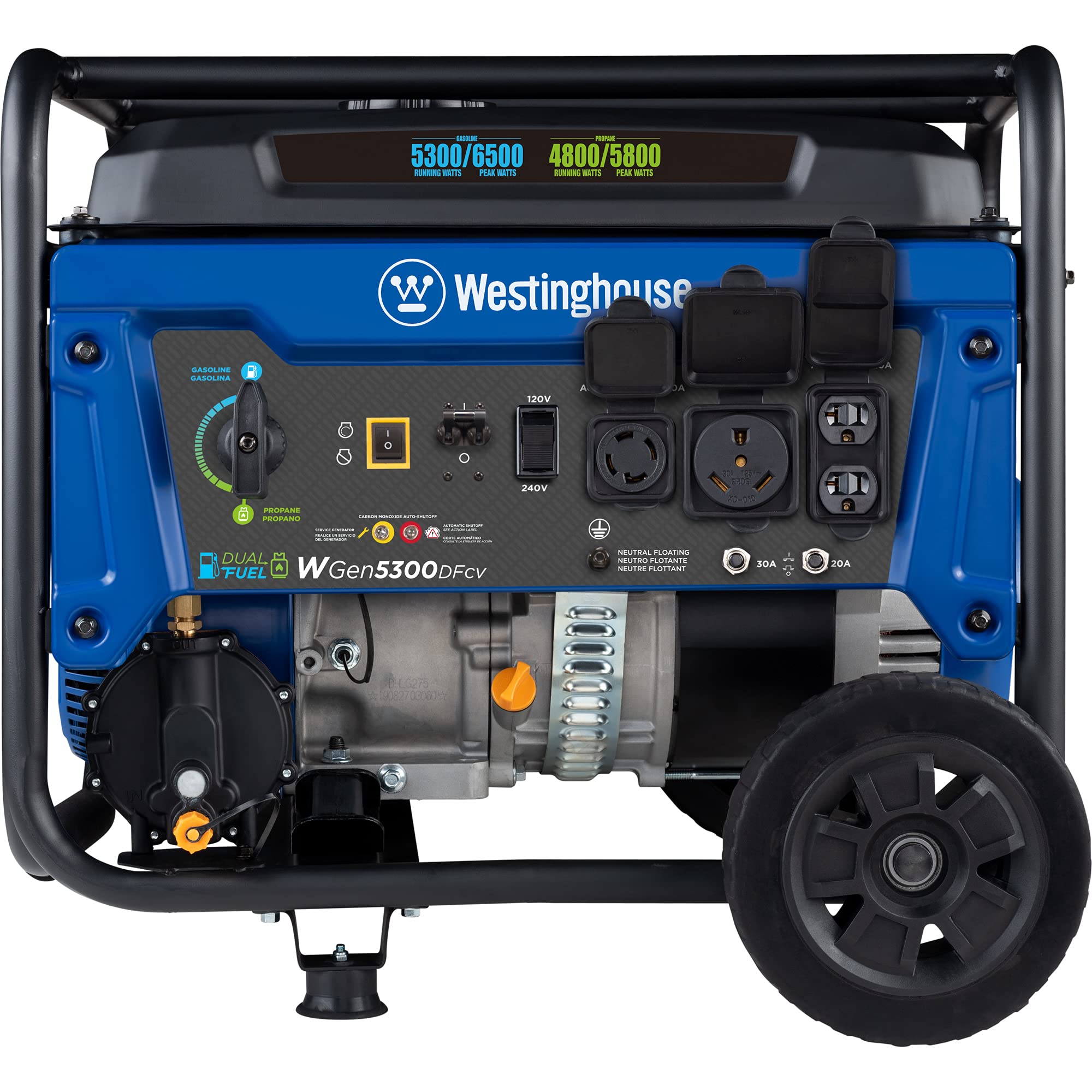Westinghouse 6500 Watt Dual Fuel Home Backup Portable Generator, Transfer Switch Ready 30A Outlet, RV Ready 30A Outlet, CO Sensor Gronata