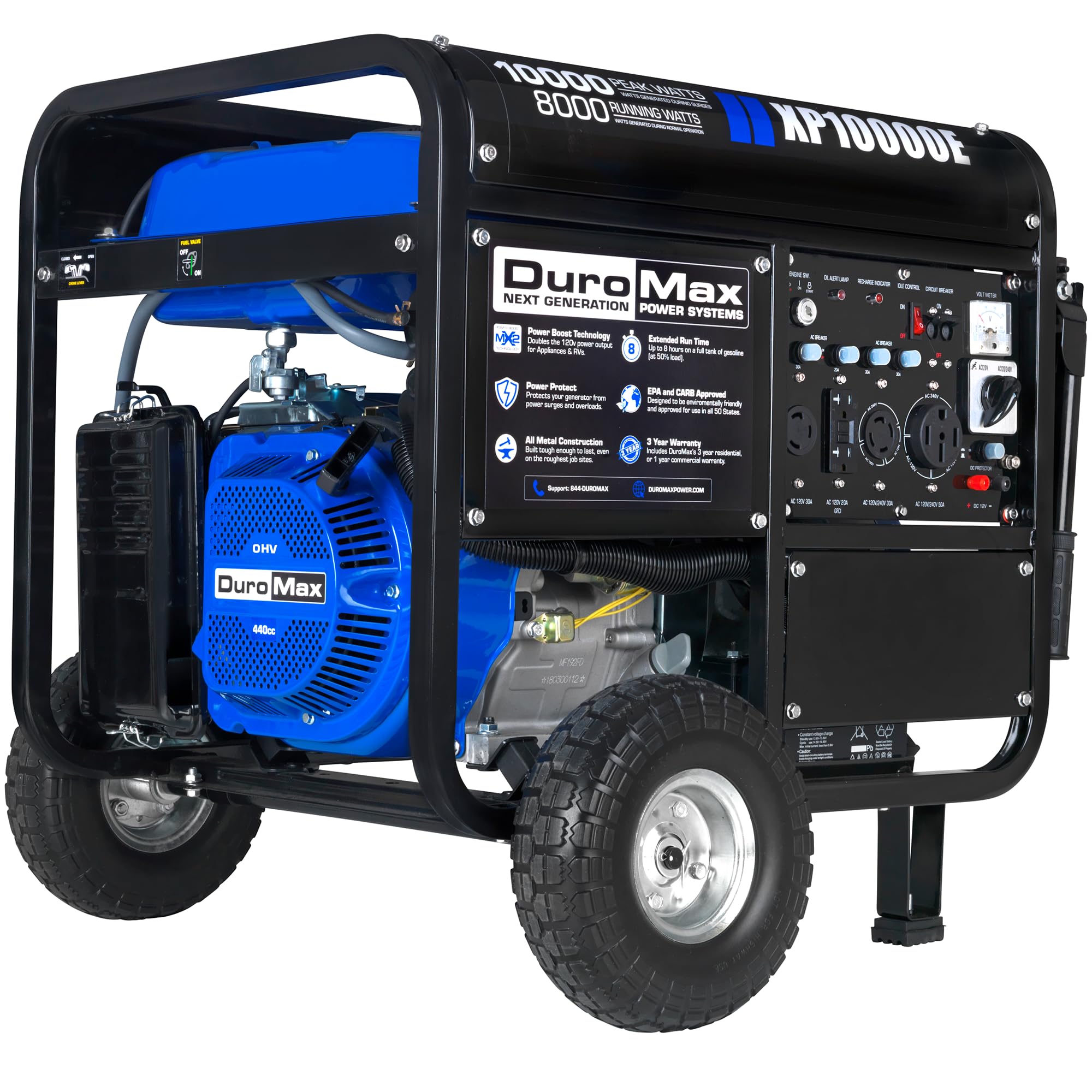 DuroMax XP13000EH 13,000-Watt Dual Fuel Portable Generator - Gas & Propane, Electric Start, Whole Home Backup Power, Transfer Switch Ready, RV & Emergency Ready Gronata