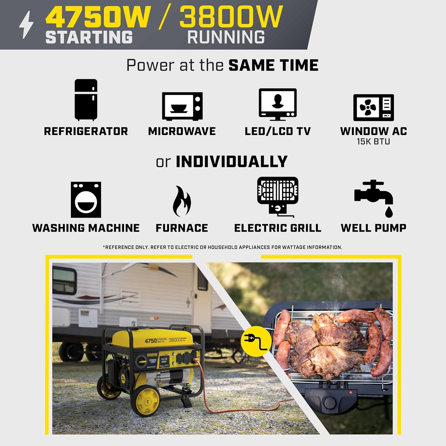 Champion Power Equipment 4750-Watt RV Ready Portable Generator with CO Shield, CARB Compliant Gronata