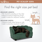 Paws & Purrs Retro Scalloped Back Sofa Style Pet Bed, Dog & Cat Couch with Tufted Cushion & Armrest, Stylish Indoor Pet Furniture, Sage Gronata