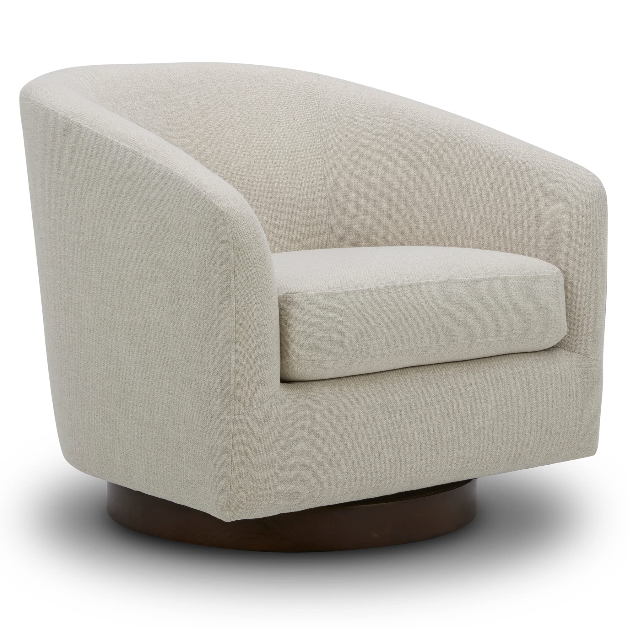 CHITA Swivel Accent Chair, Fully Assembled Fabric Barrel Armchair with FSC Certified Upholstered for Living Room, Bedroom and Office, Cream Gronata