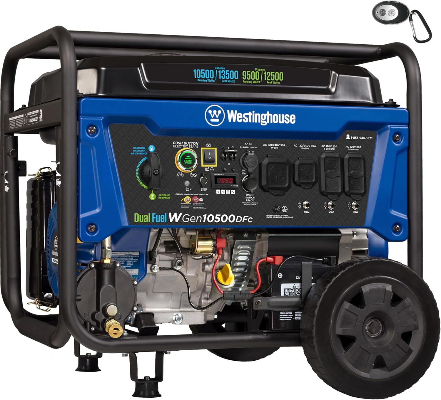 Westinghouse 13500 Peak Watt Dual Fuel Home Backup Portable Generator, Remote Electric Start, Transfer Switch Ready, Gas and Propane Powered Gronata