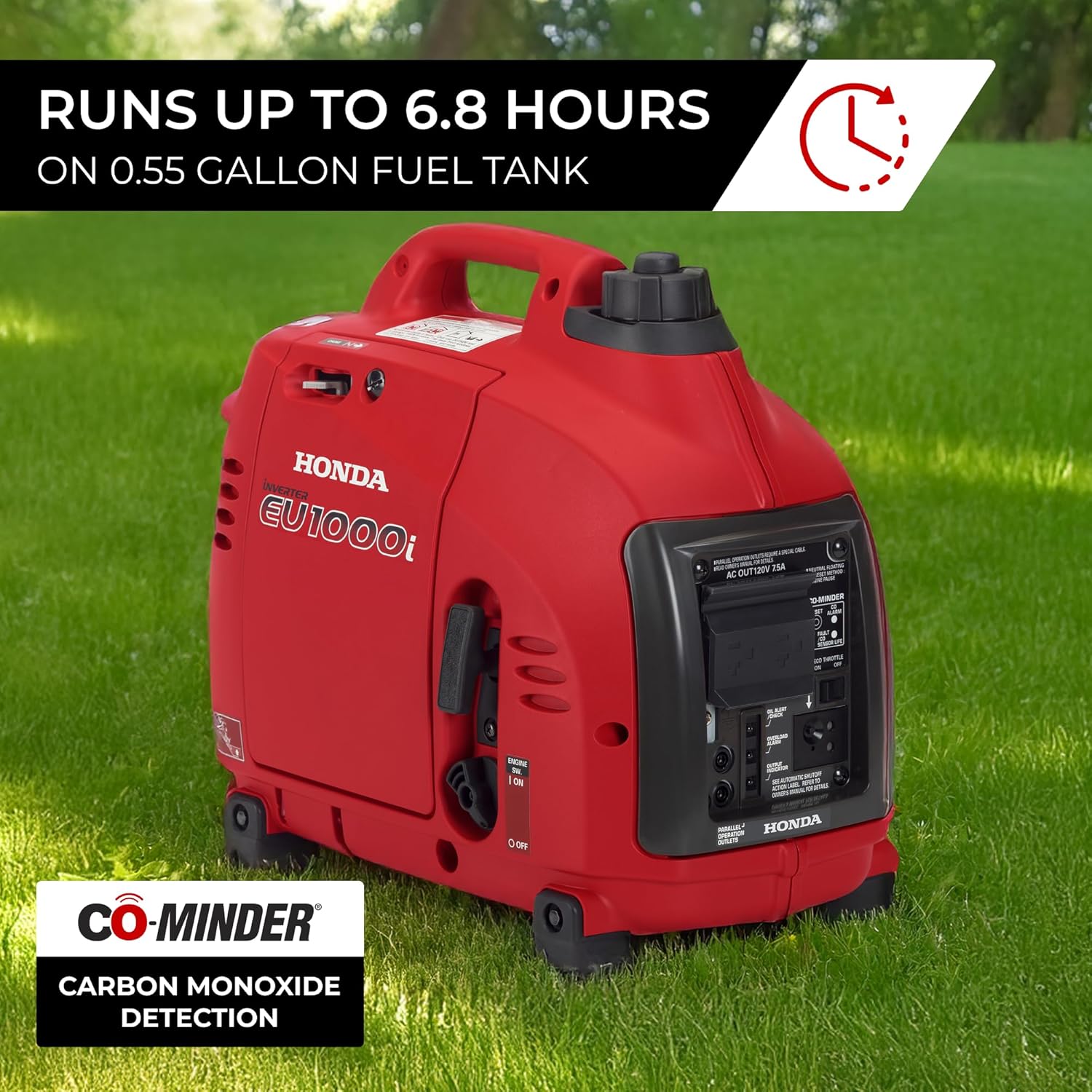 Honda EU1000i 1000 Watt Inverter Generator, Super Quiet 120V Gas Powered Portable Generator for Camping or Home Backup Power Supply, Up to 6.8 Hour Run Time (EU1000T1AN) Gronata