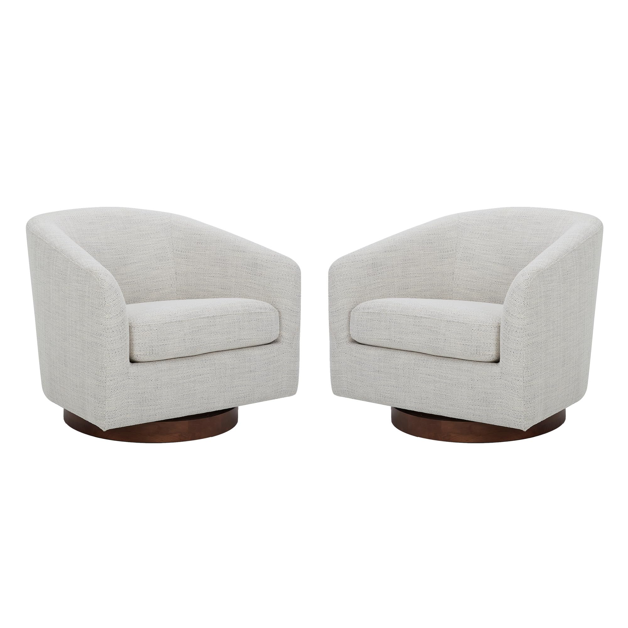 CHITA Swivel Accent Chair, Fully Assembled Fabric Barrel Armchair with FSC Certified Upholstered for Living Room, Bedroom and Office, Cream Gronata