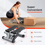 Sunny Health & Fitness Mini Steppers for Exercise at Home, Stair Step Workout Machine with Resistance Bands, Full Body Cardio Equipment with Digital Monitor - No. 012 -S Gronata