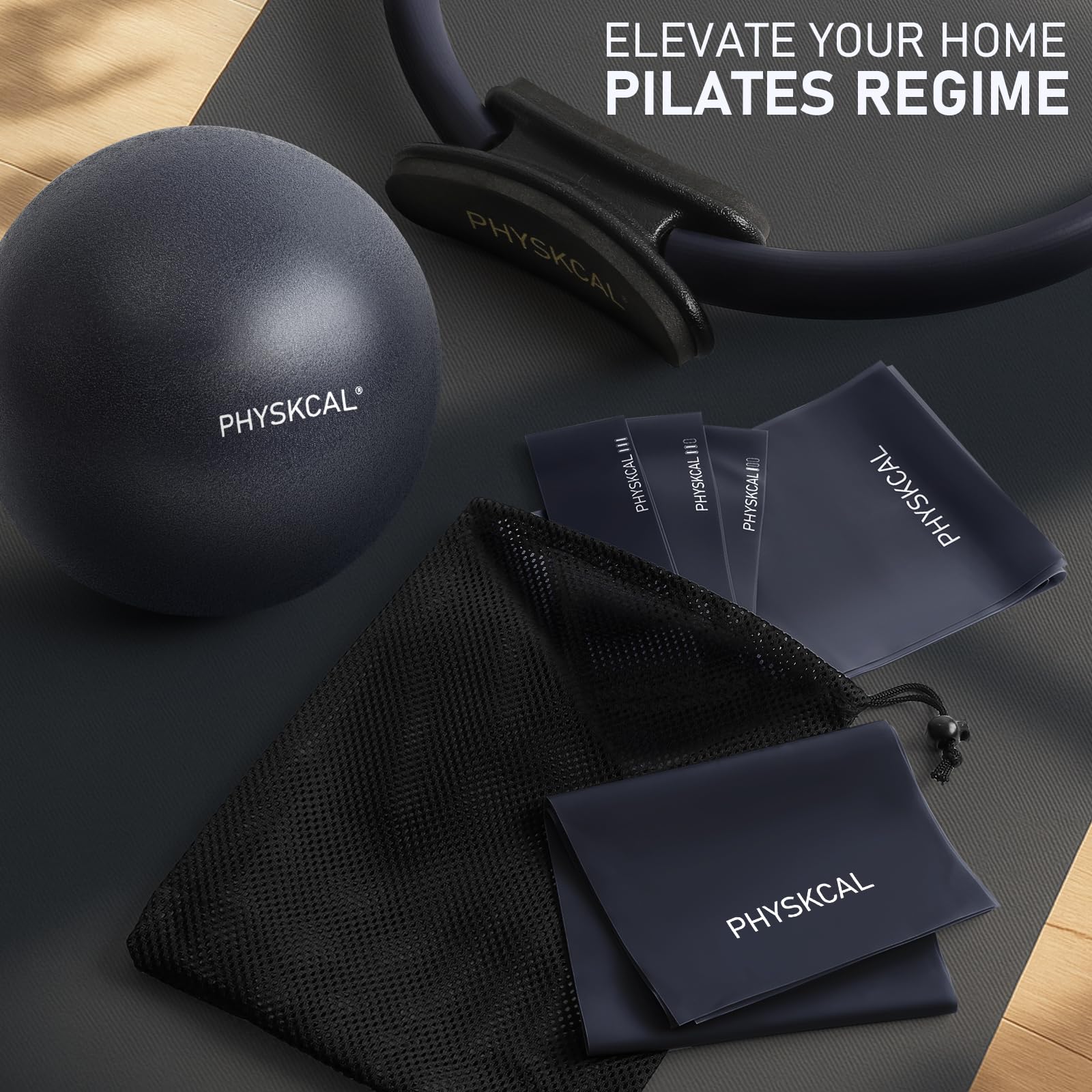 PhysKcal Pilates Ring Set, Magic Ring with 1x Core Ball, 3X Resistant Loop and 2X Flex Band, Pilates on Mat Essential Kit (Nude) Gronata