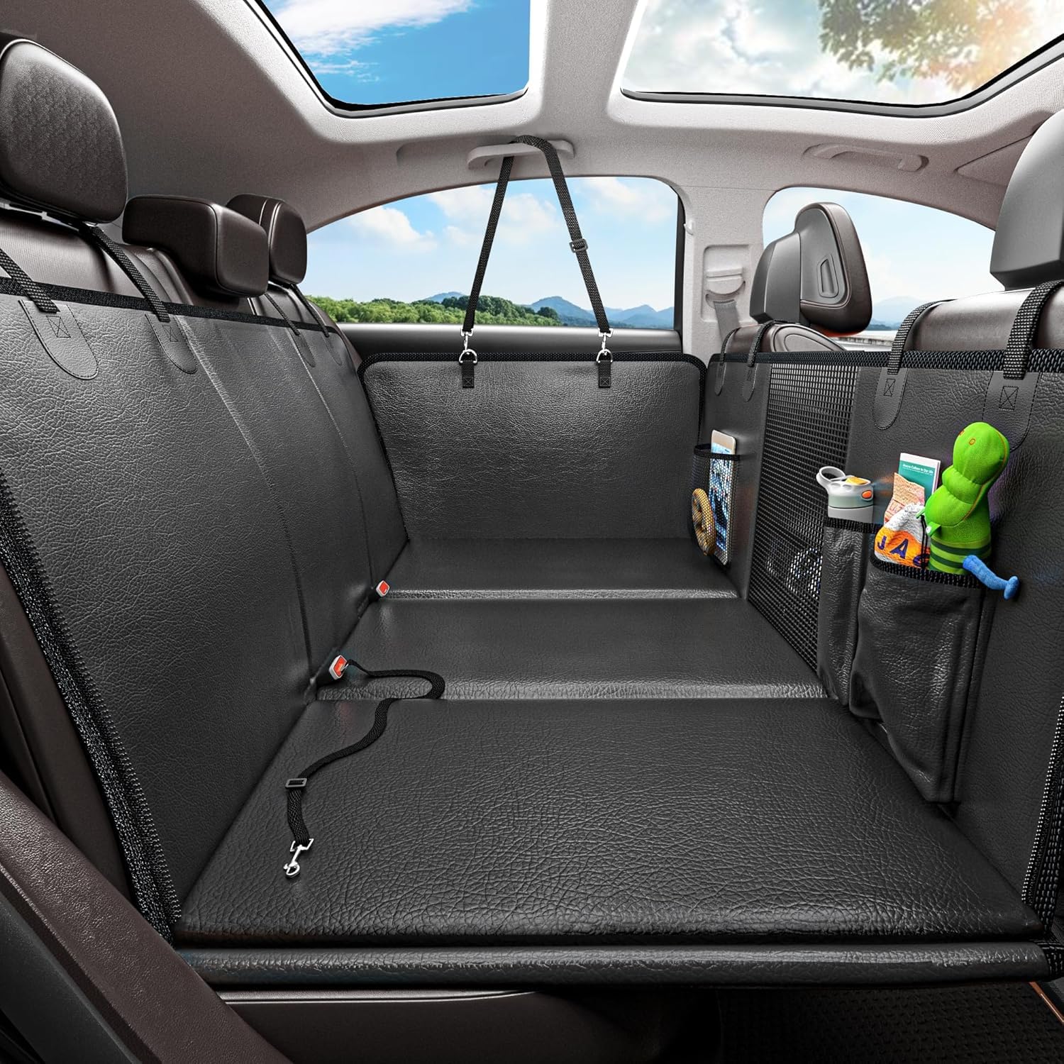 MYJAQI Back Seat Extender for Dogs, Waterproof Dog Car Seat Cover for Back Seat with Hard Bottom, 2026 Upgraded Material, Anti Scratch, Safer, Easy to Use and Clean, Holds 400lbs Gronata