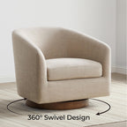 CHITA Swivel Accent Chair, Fully Assembled Fabric Barrel Armchair with FSC Certified Upholstered for Living Room, Bedroom and Office, Cream Gronata