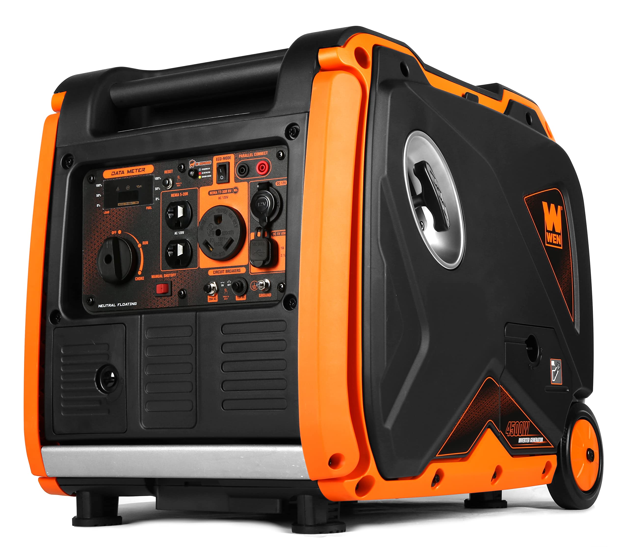 WEN 56450iX Dual Super Quiet 4500-Watt RV-Ready Portable Inverter Generator with Fuel Shut-Off and CO Watchdog Black Gronata