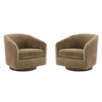 CHITA Swivel Accent Chair, Fully Assembled Fabric Barrel Armchair with FSC Certified Upholstered for Living Room, Bedroom and Office, Cream Gronata
