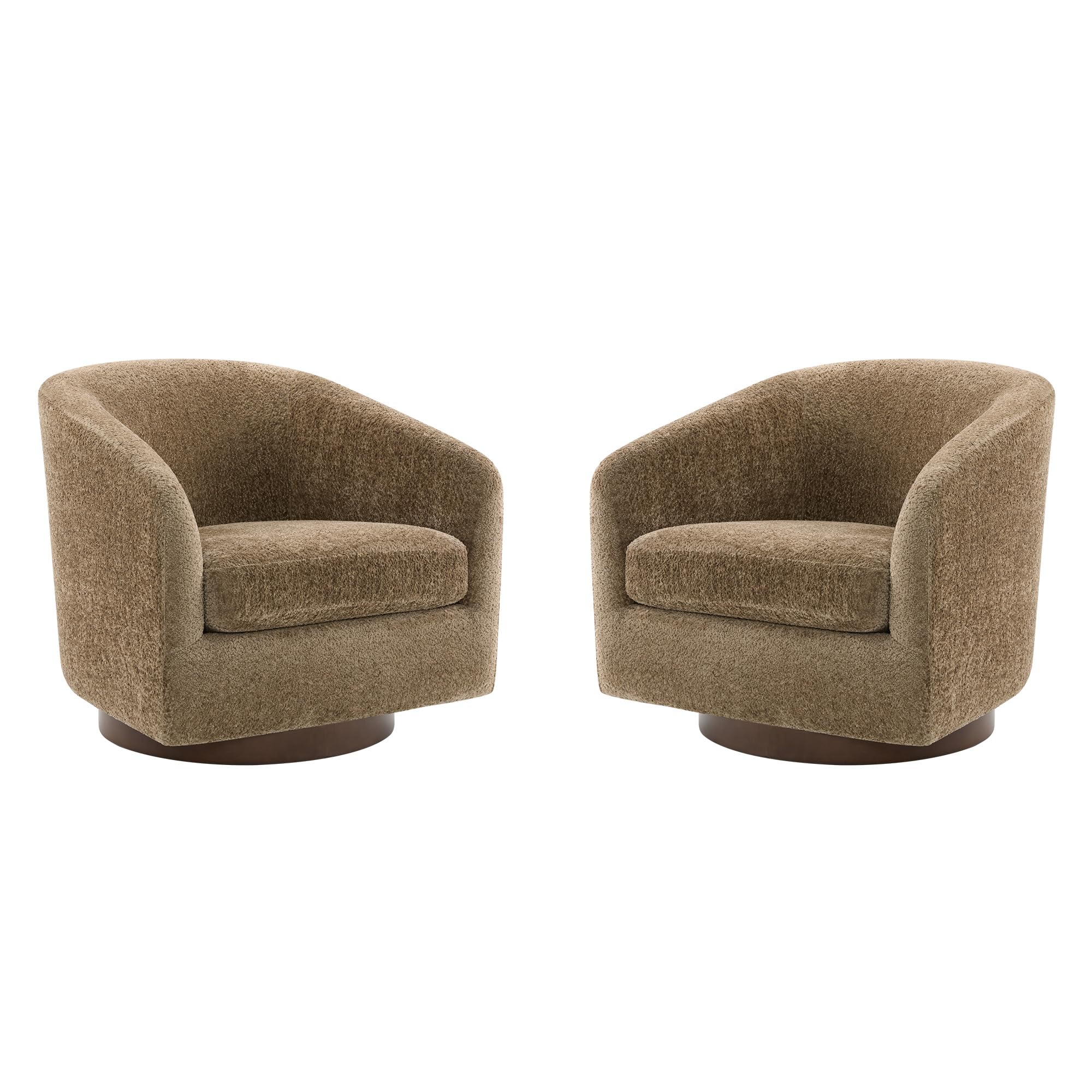 CHITA Swivel Accent Chair, Fully Assembled Fabric Barrel Armchair with FSC Certified Upholstered for Living Room, Bedroom and Office, Cream Gronata