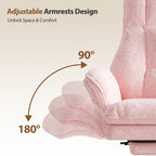 Big and Tall Office Chair, Flip Armrests for Pets & Cross Legged Sitting, Executive Ergonomic Computer Gaming Chair with Foot Rest, Teddy Fleece Wide Seat Reclining Desk Chair, White Vanity Chair Gronata