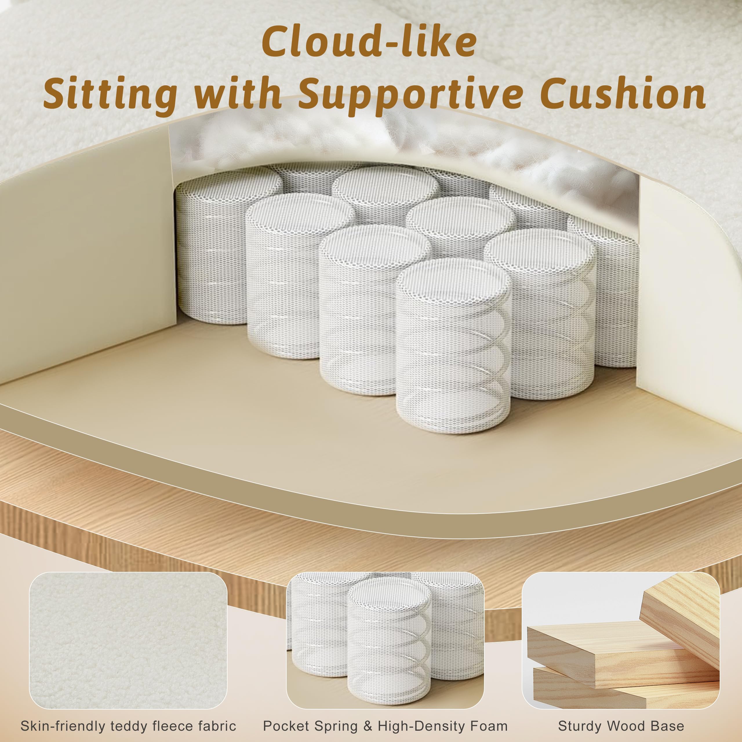 Office Chair,Big and Tall Heavy-Duty Executive Reclining Computer Gaming Chair with Footrest,Flip Armrests,Lumbar Pillow&Thicken Wider Seat for Criss Cross Legged Desk Vanity Chair,Teddy Fabric White Gronata