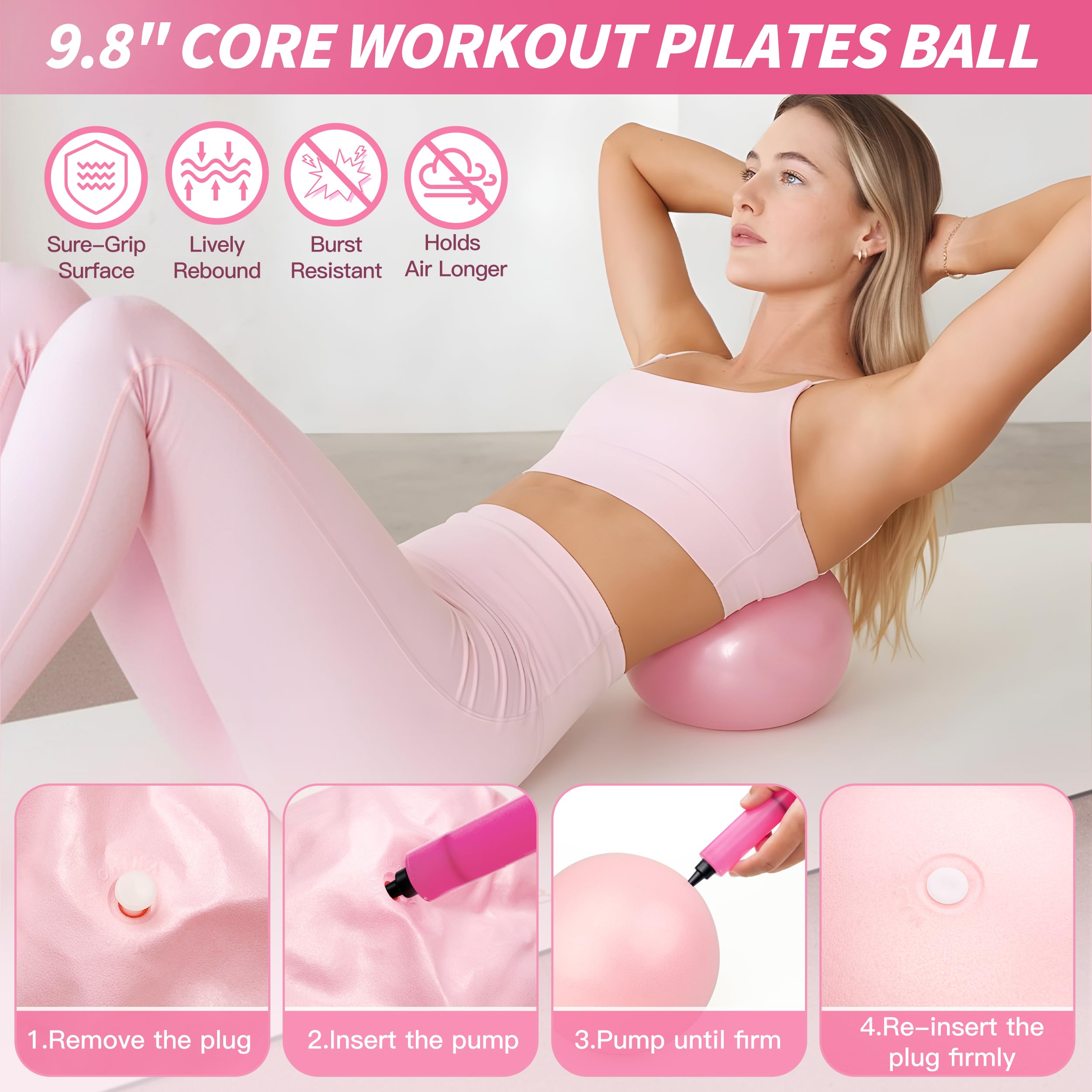 NANATI Pilates Kit 19PCS,Pilates Essentials Kit for Women,Pilates Equipment with 14.5" Pilates Ring and Ball,8 Resistance Bands,Ankle Weights,Sliders & Grip Socks Accessories for Starter Home Workouts Gronata