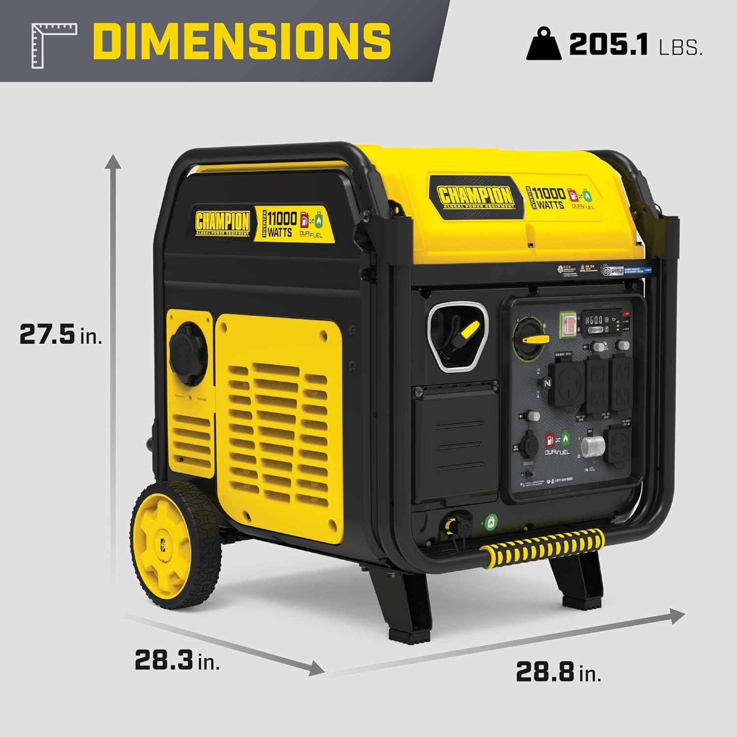 Champion Power Equipment 11,000-Watt Electric Start Dual Fuel Home Backup Portable Inverter Generator with Quiet Technology and Free 3-Year Warranty Gronata