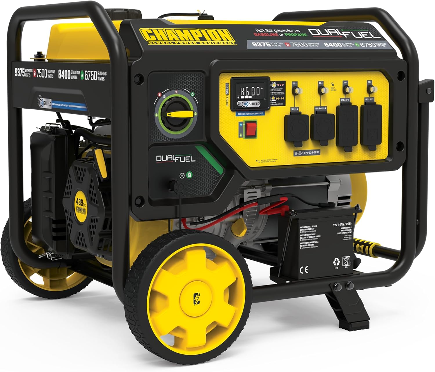 Champion Power Equipment 9375-Watt Dual Fuel Portable Generator with Electric Start and Free 3-Year Warranty Gronata