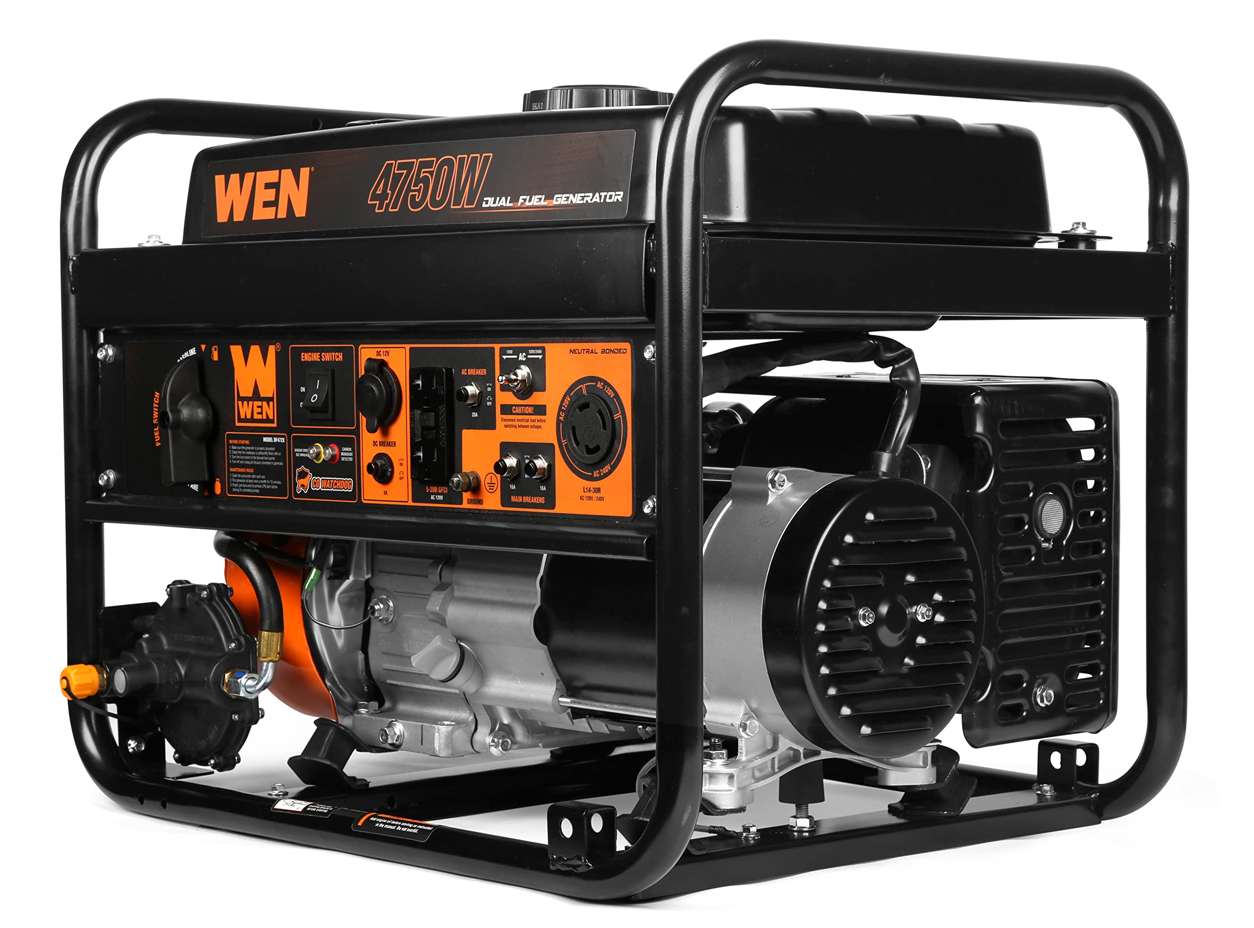 WEN DF472X 4750-Watt 120-Volt/240-Volt Dual Fuel Portable Generator with CO Shutdown Sensor Gronata