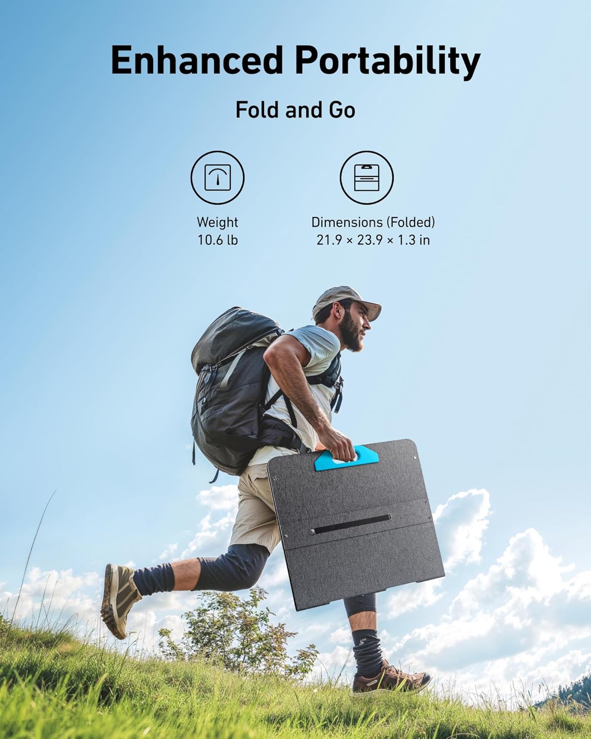 Anker 521 Portable Power Station Upgraded with LiFePO4 Battery, 256Wh 6-Port PowerHouse, 300W (Peak 600W) Solar Generator with 100W Solar Panel, 2 AC Outlets, 60W USB-C PD Output, Outdoor Generator Gronata