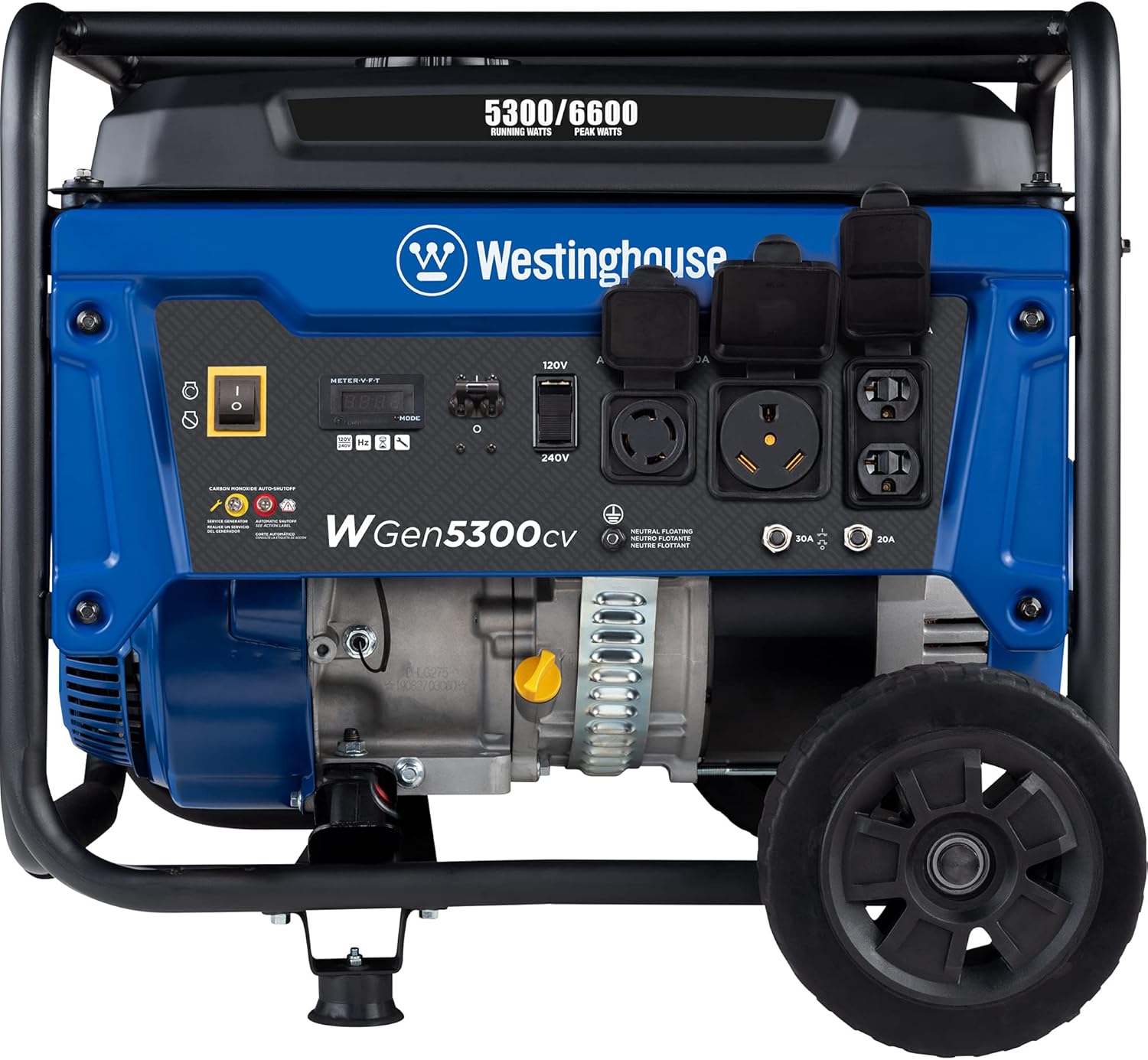 Westinghouse 6600 Peak Watt Home Backup Portable Generator, Transfer Switch Ready 30A Outlet, RV Ready 30A Outlet, Gas Powered, CO Sensor Gronata