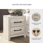 Signature Design by Ashley Wynnlow Rustic 2 Drawer Two Drawer Nightstand, 24.41" Tall, Weathered Gray Gronata
