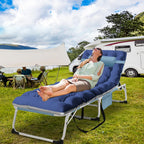 DoCred Heavy Duty Chaise Lounge Chair, Adjustable 5-Position Folding Chaise Lounge Chairs for Outside, Portable Lay Flat Beach Lounge Chair for Outdoor Sunbathing Beach Pool Lawn Camping Gronata