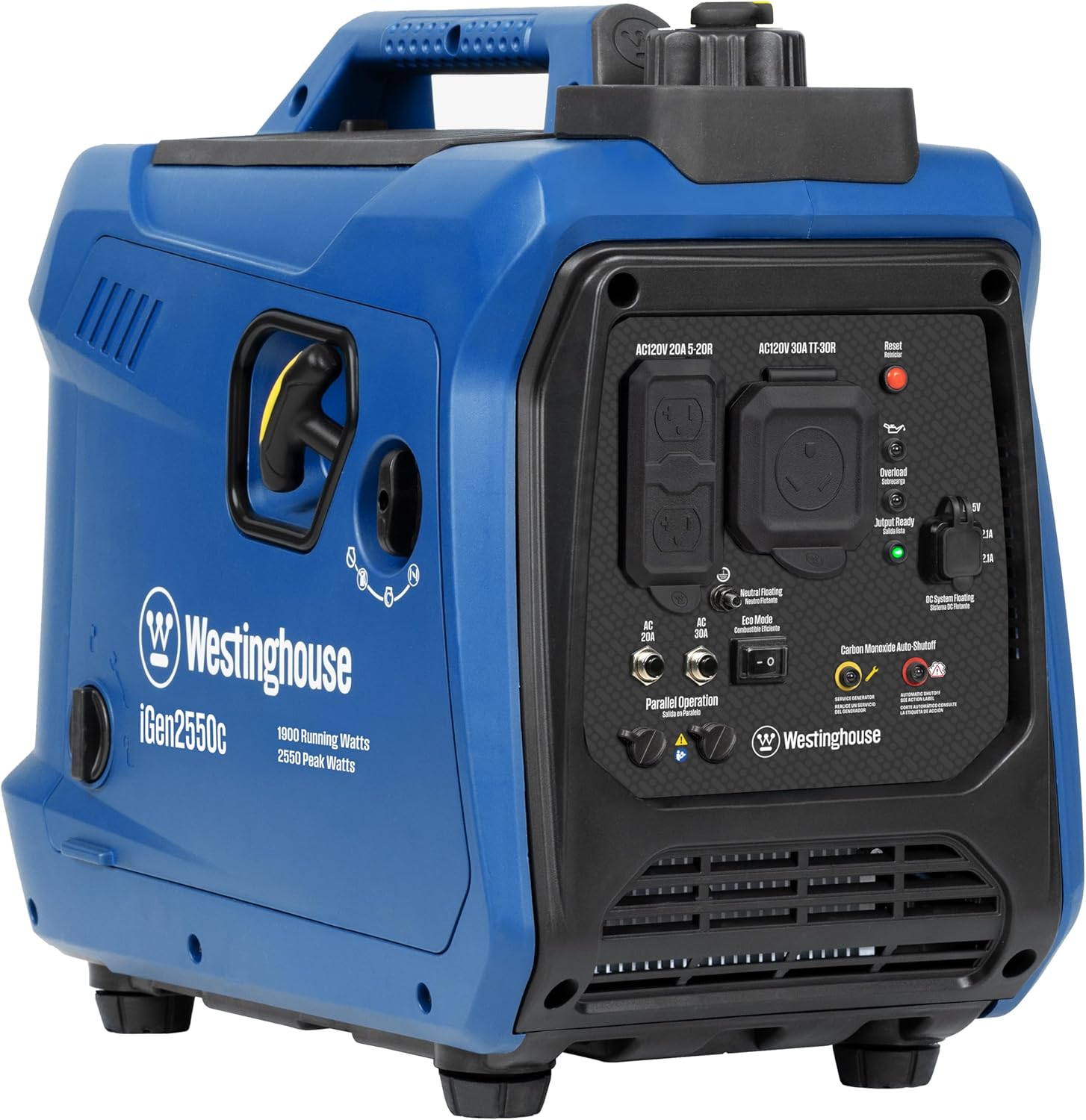 Westinghouse 2550 Peak Watt Super Quiet & Lightweight Portable Inverter Generator, RV Ready 30A Outlet, Gas and Propane Powered, CO Sensor, Parallel Capable, Long Run Time Gronata