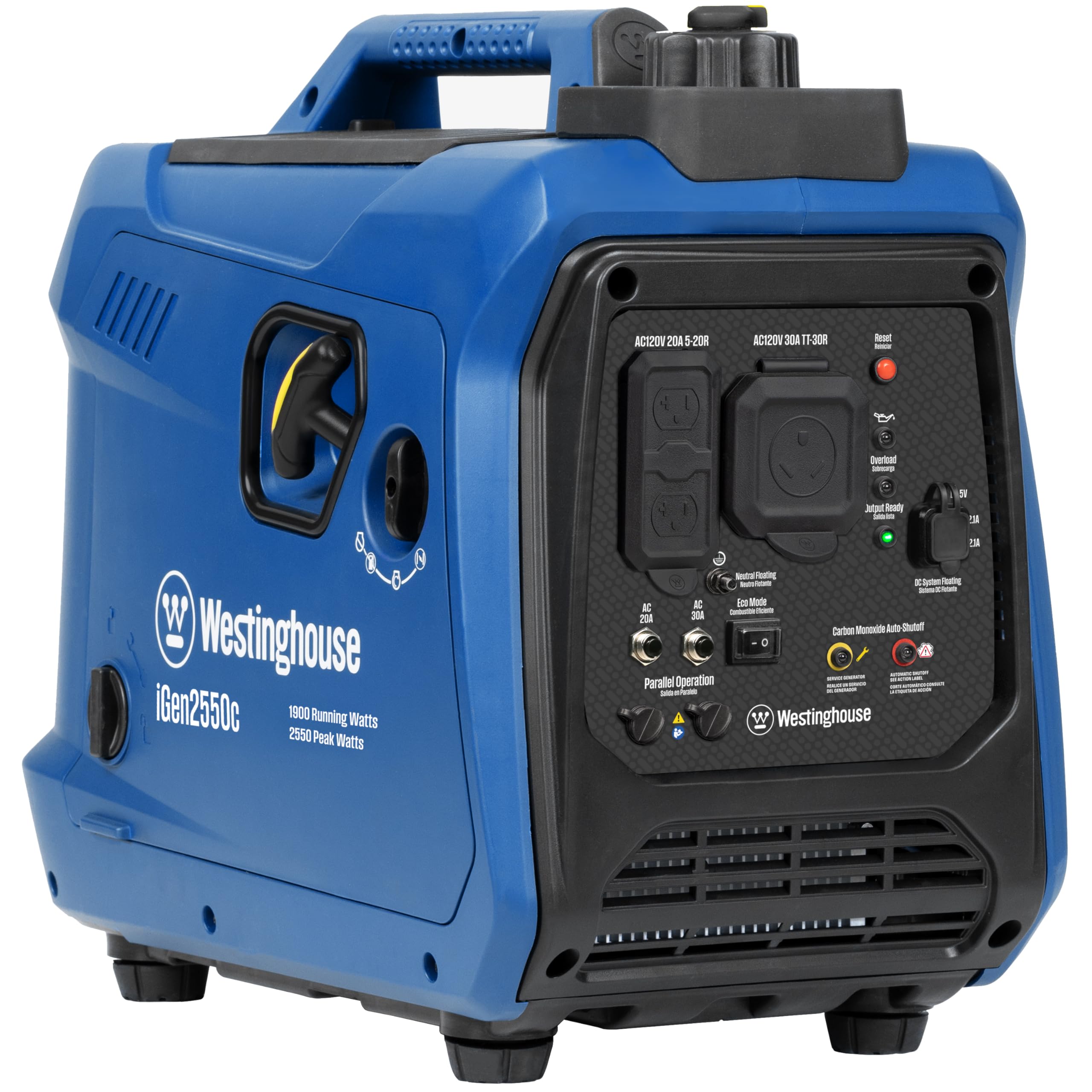 Westinghouse 2550 Peak Watt Super Quiet & Lightweight Portable Inverter Generator, RV Ready 30A Outlet, Gas and Propane Powered, CO Sensor, Parallel Capable, Long Run Time Gronata