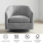 CHITA Swivel Accent Chair, Fully Assembled Fabric Barrel Armchair with FSC Certified Upholstered for Living Room, Bedroom and Office, Cream Gronata