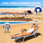 DoCred Heavy Duty Chaise Lounge Chair, Adjustable 5-Position Folding Chaise Lounge Chairs for Outside, Portable Lay Flat Beach Lounge Chair for Outdoor Sunbathing Beach Pool Lawn Camping Gronata