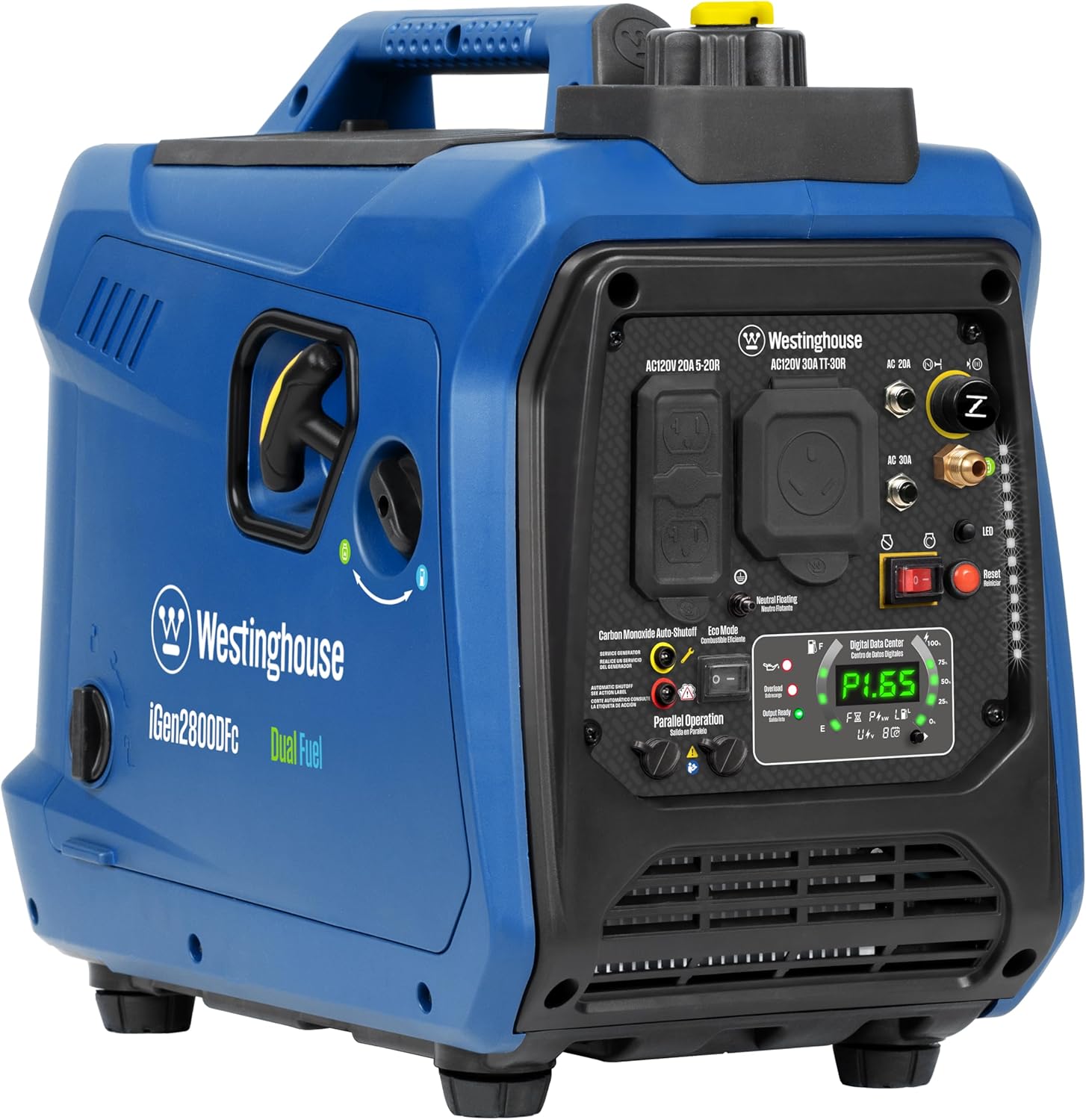 Westinghouse 2800 Peak Watt Super Quiet & Lightweight Dual Fuel Portable Inverter Generator, Gas & Propane Powered, CO Sensor, Parallel Capable, Long Run Time Gronata