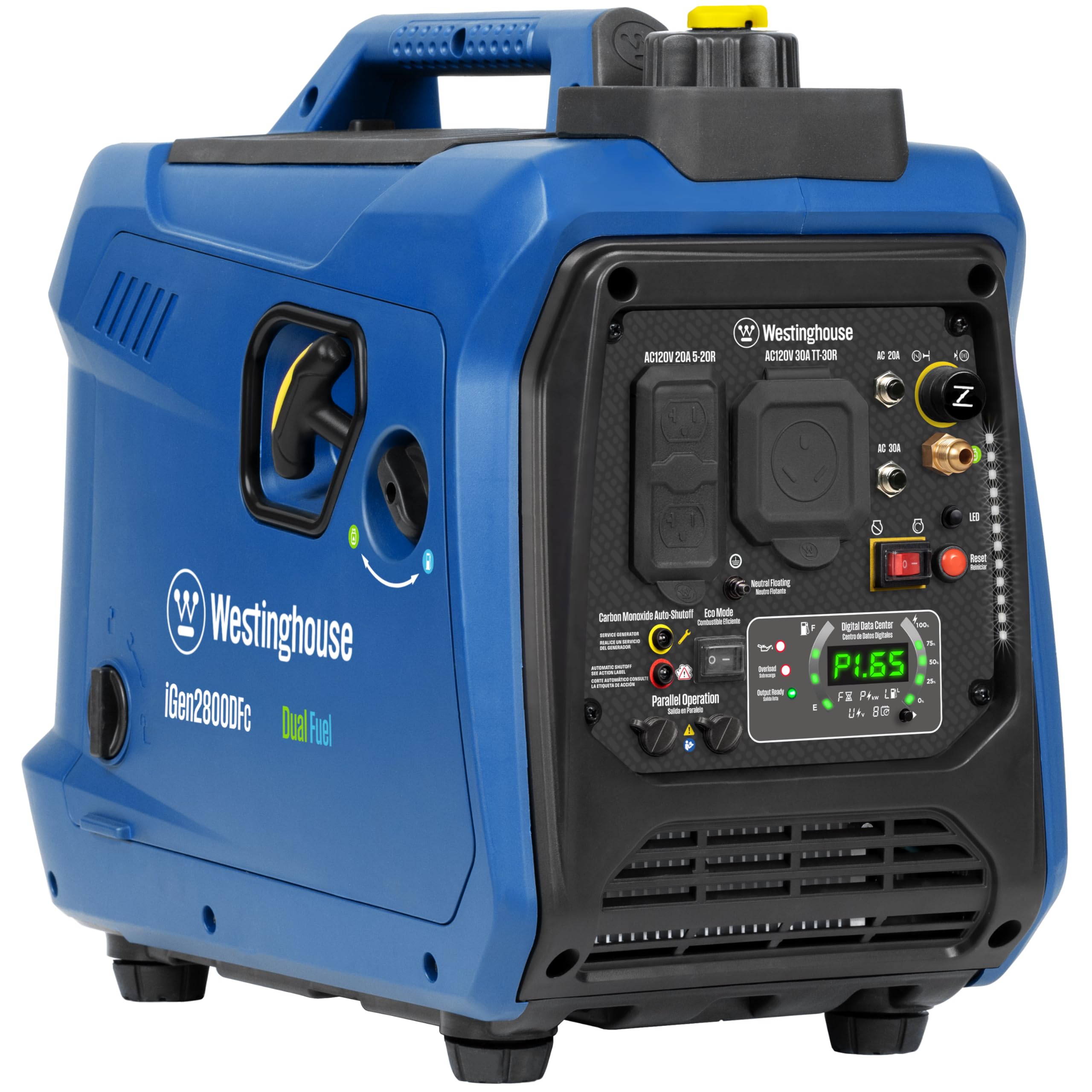 Westinghouse 1500 Peak Watt Super Quiet & Lightweight Portable Inverter Generator, Gas Powered, CO Sensor, Parallel Capable, Long Run Time,Blue Gronata