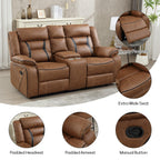 EBELLO Faux Leather Recliner Sofa Furniture Set for Living Room, 2 Recliner Chairs, 3 Seat Reclining Sofa Couch Set for Meeting Room, Brown Gronata