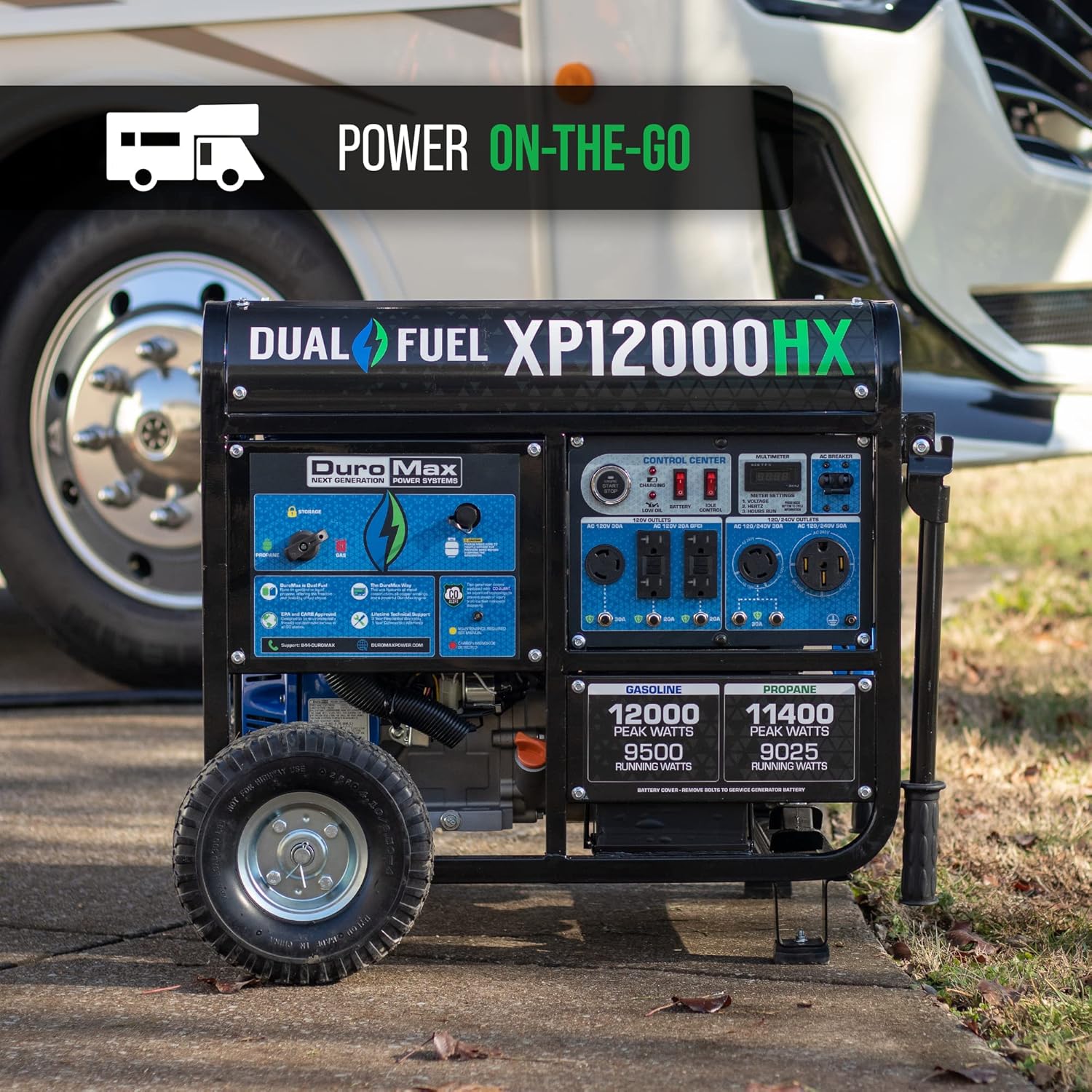 DuroMax XP12000HX 12,000-Watt Dual Fuel Portable Generator - Gas & Propane, Electric Start, Whole Home Power Backup, Transfer Switch Ready, RV & Emergency Ready Gronata