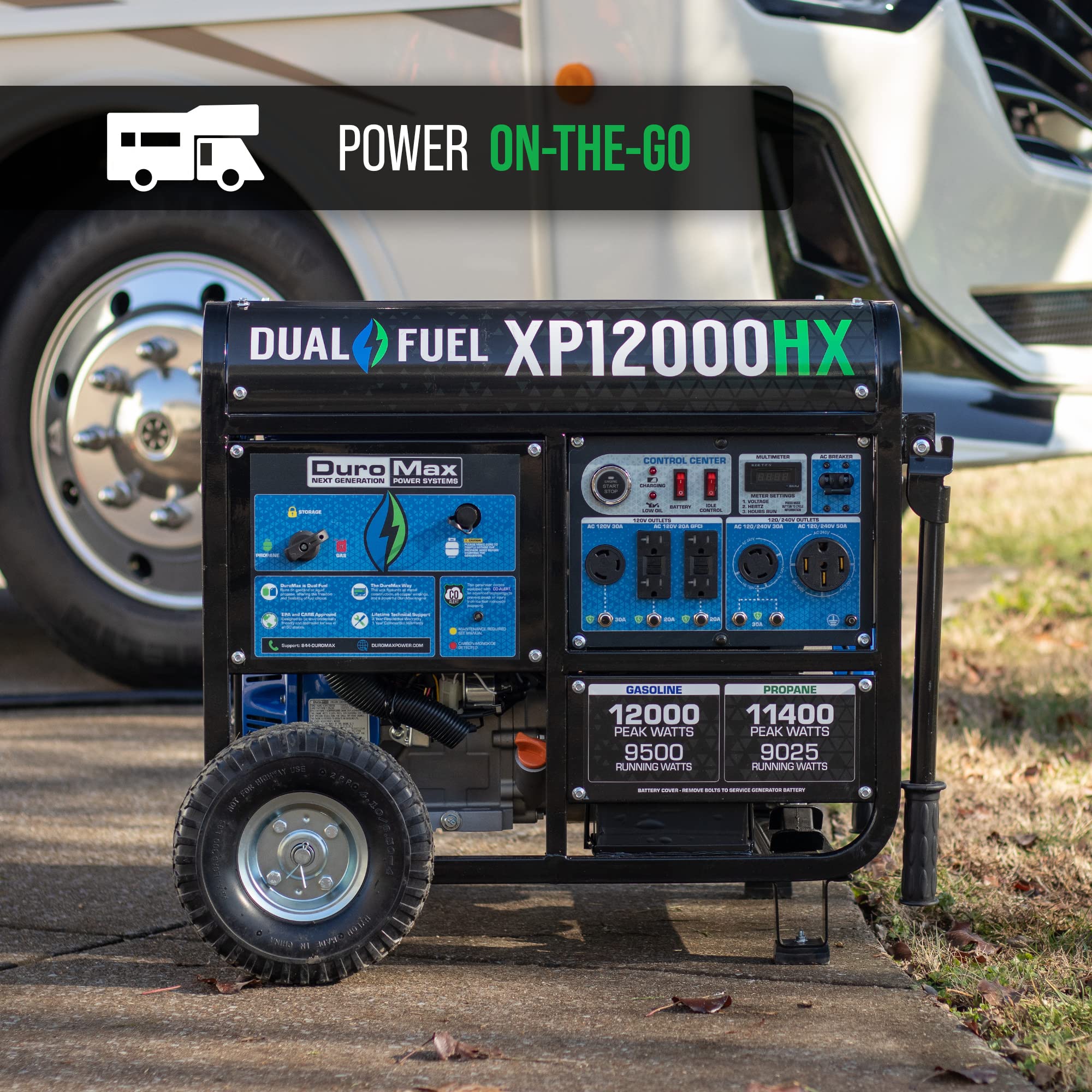 DuroMax XP13000HX 13,000-Watt Dual Fuel Portable Generator - Gas & Propane, Electric Start, Whole Home Power Backup, Transfer Switch Ready, RV & Emergency Ready Gronata