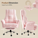 Big and Tall Office Chair, Flip Armrests for Pets & Cross Legged Sitting, Executive Ergonomic Computer Gaming Chair with Foot Rest, Teddy Fleece Wide Seat Reclining Desk Chair, White Vanity Chair Gronata