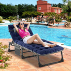 DoCred Heavy Duty Chaise Lounge Chair, Adjustable 5-Position Folding Chaise Lounge Chairs for Outside, Portable Lay Flat Beach Lounge Chair for Outdoor Sunbathing Beach Pool Lawn Camping Gronata