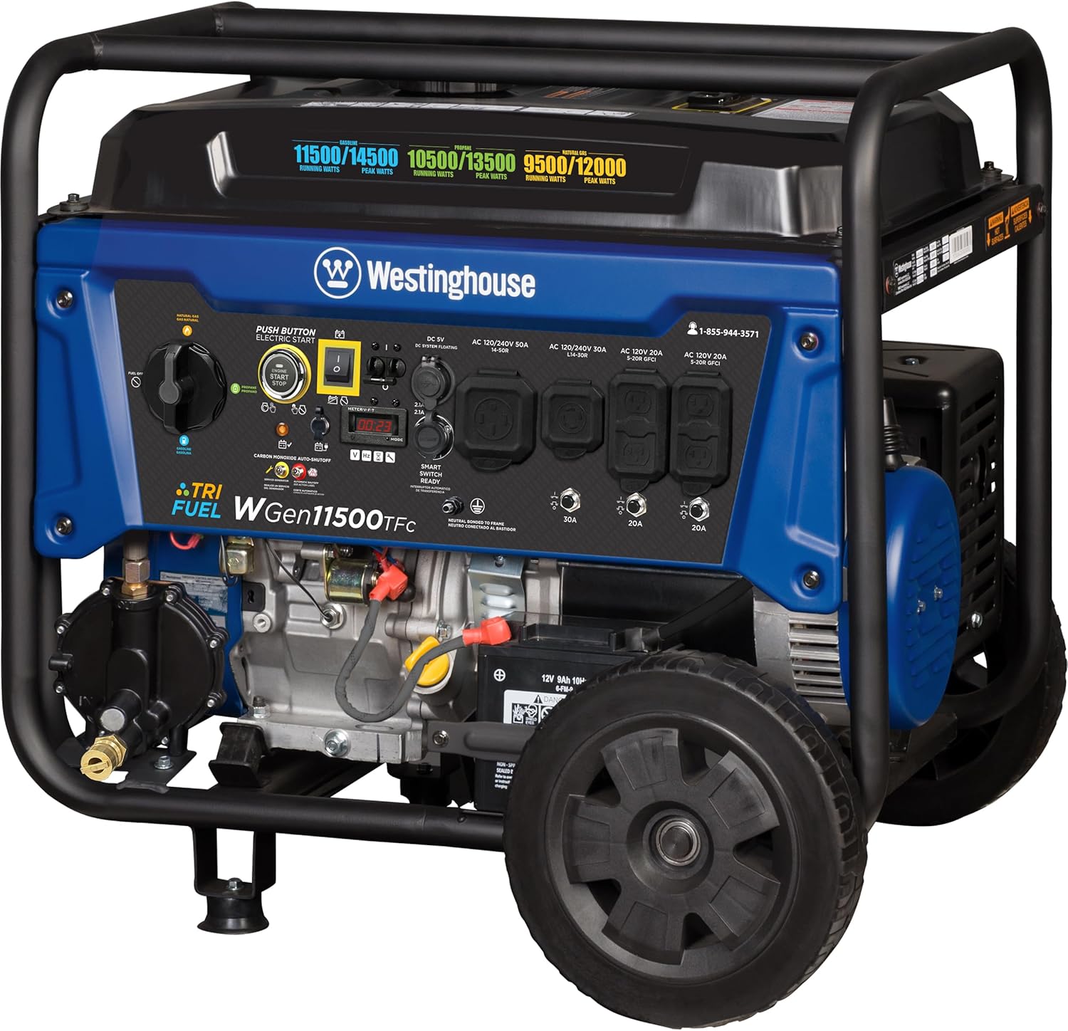 Westinghouse 14500 Peak Watt Tri-Fuel Home Backup Portable Generator, Remote Electric Start, Transfer Switch Ready, Gas, Propane, and Natural Gas Powered Gronata