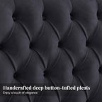 Jocisland Queen Size Bed Frame 61.4" Extra Tall Wingback Headboard Velvet Upholstered Deep Button Tufted Platform Bed with Solid Wood Legs & Wood Slats, No Box Spring Needed, Black Gronata