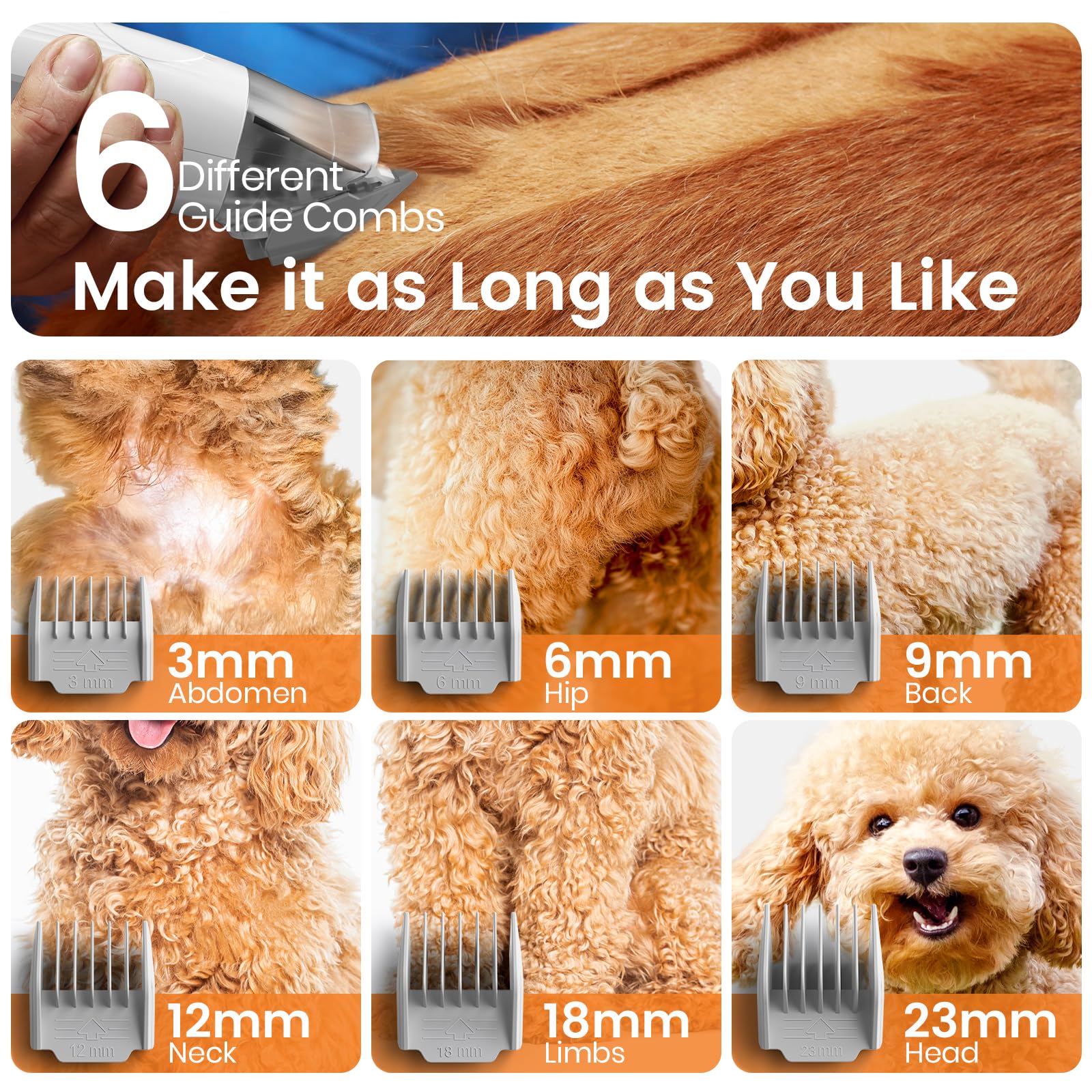 oneisall Dog Grooming Vacuum, Pet Grooming Vacuum with Clipper Nail Grinder, 1.5L Dust Cup Dog deshedding Brush with 7 Tools for Shedding Pet Hair, Home Cleaning(Blue) Gronata