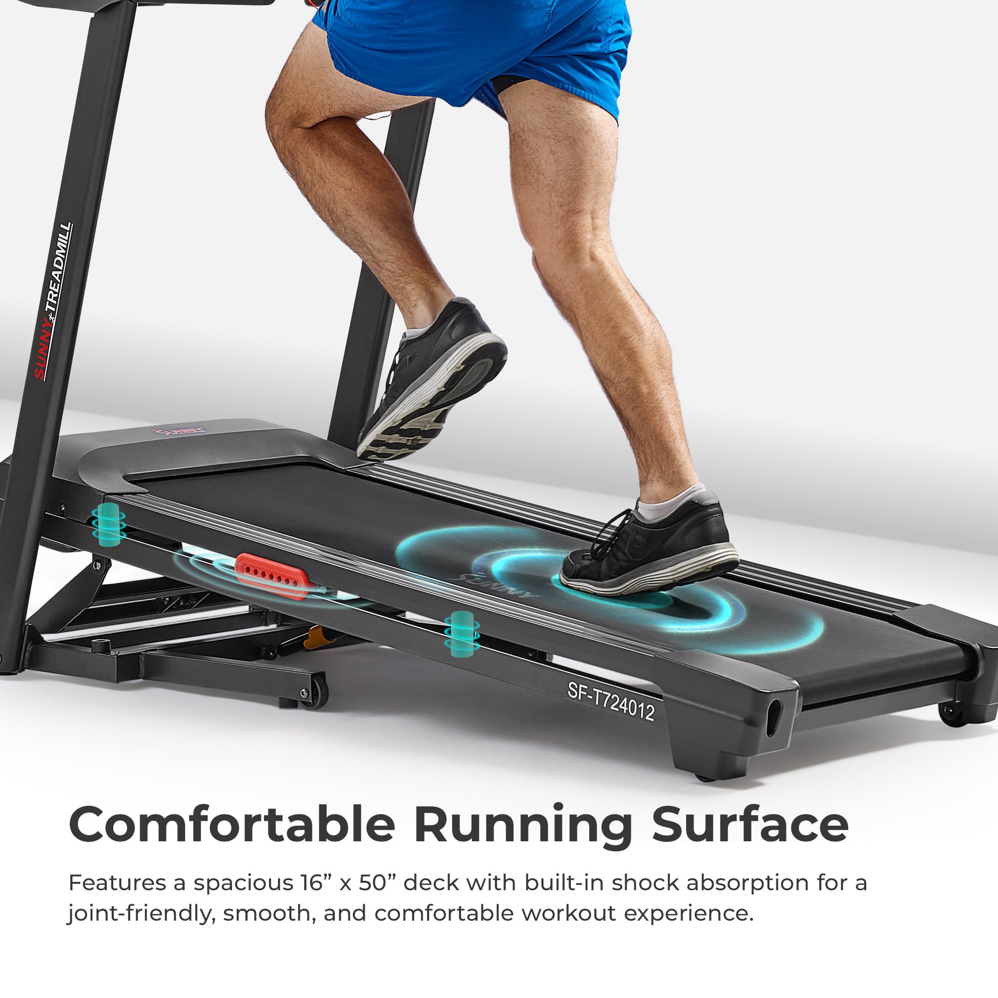 Sunny Health & Fitness Active 400 Smart Auto Incline Treadmill – Foldable Running Machine w/Bluetooth, Wi-Fi, 12% Incline, Shock Absorption & SunnyFit Fitness App - SF-T724012 Gronata